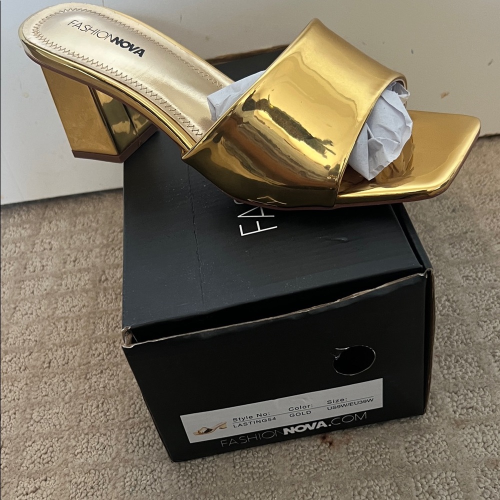 Fashion Nova Metallic Gold Heels